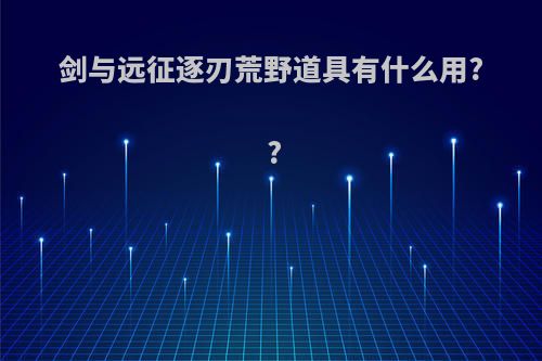 剑与远征逐刃荒野道具有什么用? ?