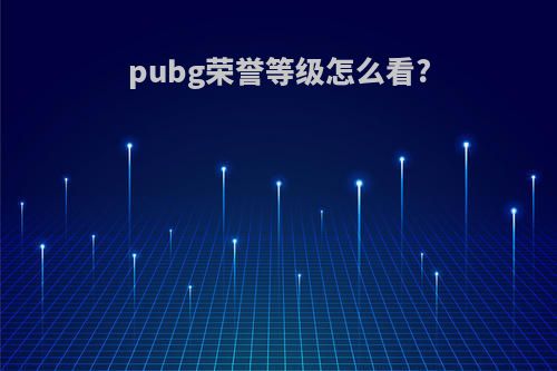 pubg荣誉等级怎么看?