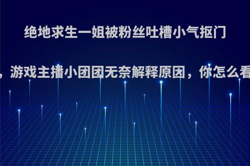 绝地求生一姐被粉丝吐槽小气抠门，游戏主播小团团无奈解释原因，你怎么看?